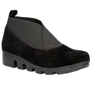 L'Amour Des Pieds, Hashree Black Leather Suede Platform Bootie Boot, Size 7